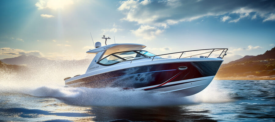 motorboat at sea on a sunny day