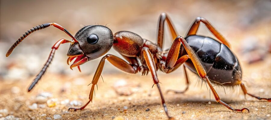 Ghost ant crawling on a smooth surface in a hone