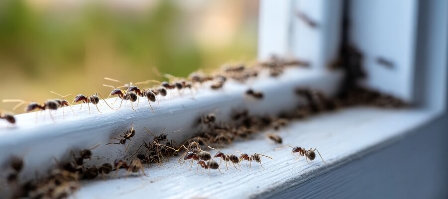 ant infestation in a home near window needs ant control services